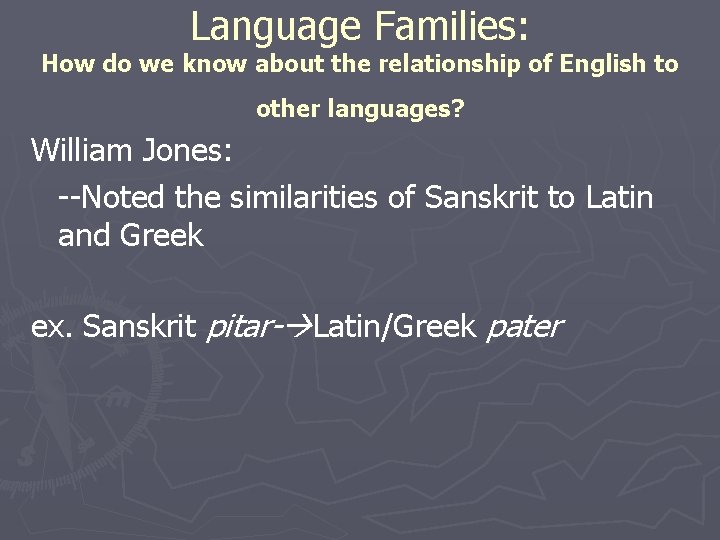 Language Families: How do we know about the relationship of English to other languages?