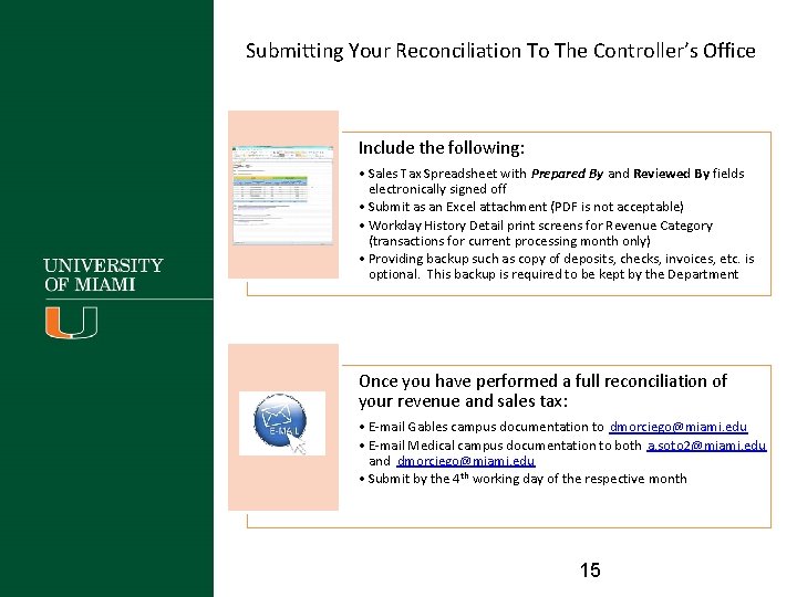 Submitting Your Reconciliation To The Controller’s Office Include the following: • Sales Tax Spreadsheet