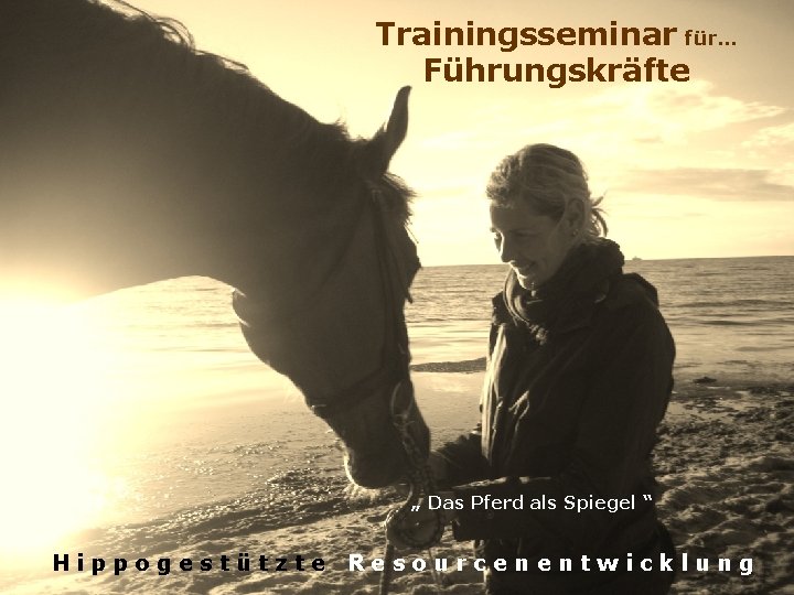 Trainingsseminar für… Führungskräfte „ Das Pferd als Spiegel “ Hippogestützte Resourcenentwicklung 