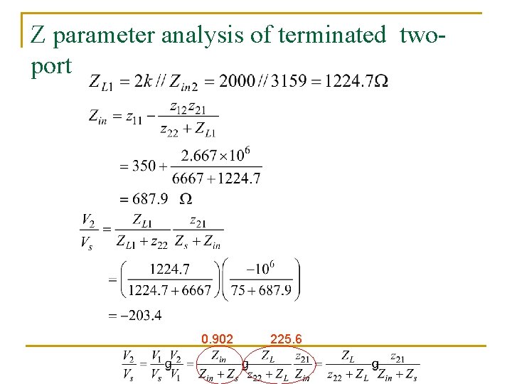 Z parameter analysis of terminated twoport 0. 902 225. 6 