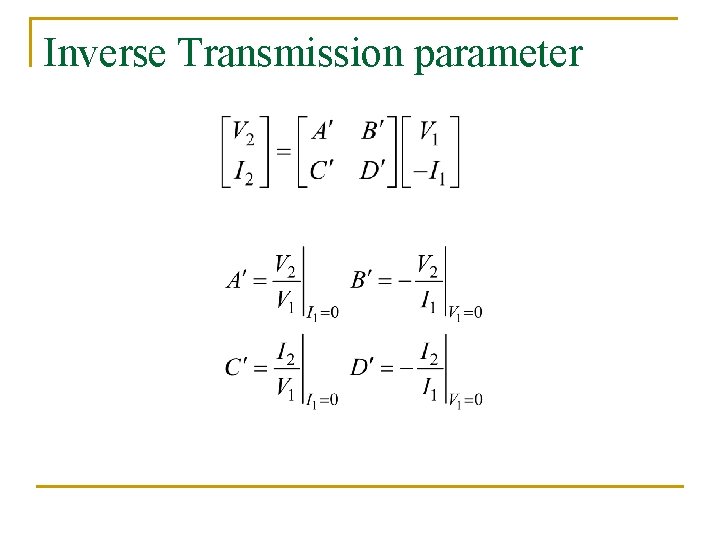 Inverse Transmission parameter 