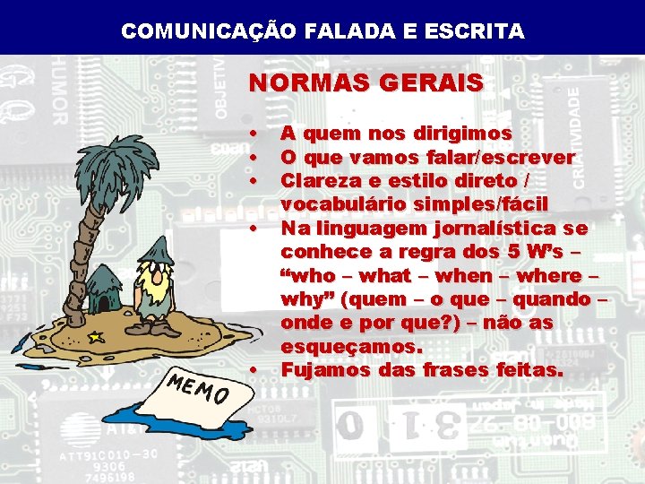 COMUNICAÇÃO FALADA E ESCRITA NORMAS GERAIS • • • A quem nos dirigimos O