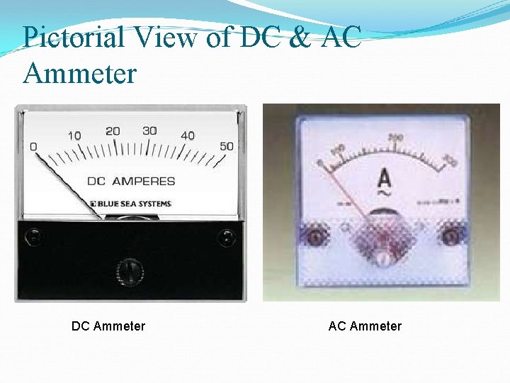 Pictorial View of DC & AC Ammeter DC Ammeter AC Ammeter 