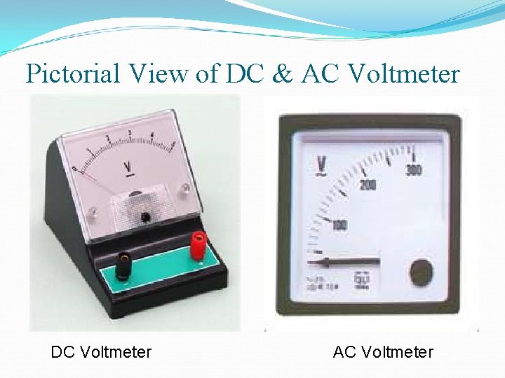 Pictorial View of DC & AC Voltmeter DC Voltmeter AC Voltmeter 