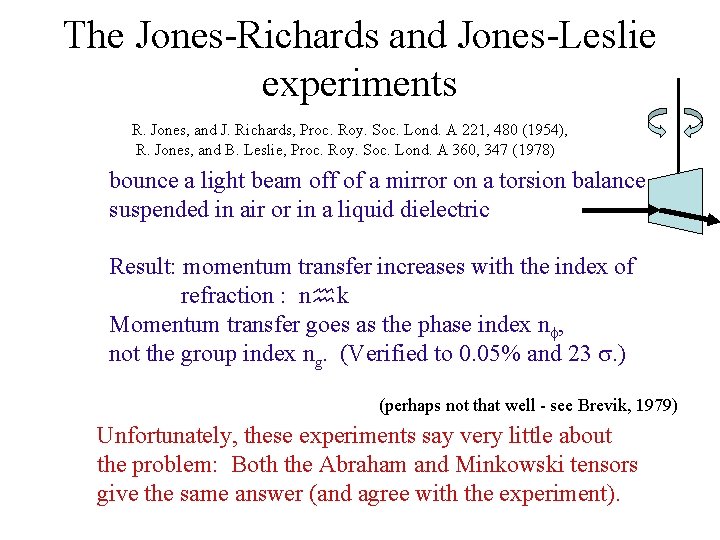 The Jones-Richards and Jones-Leslie experiments R. Jones, and J. Richards, Proc. Roy. Soc. Lond.