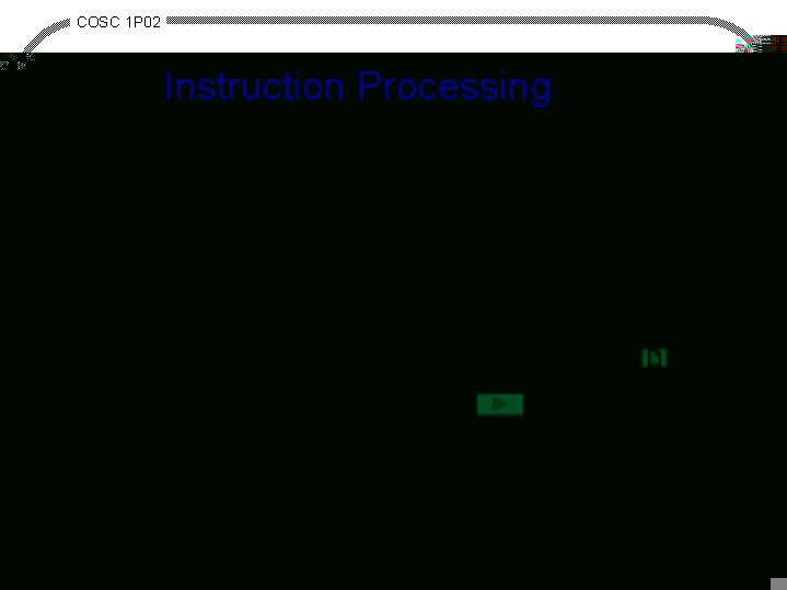 COSC 1 P 02 Instruction Processing · machine language - Opcode (operation code) -
