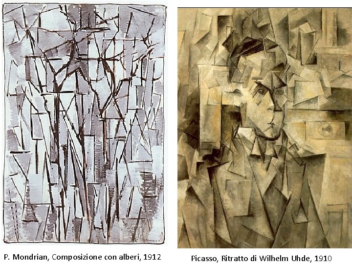 P. Mondrian, Composizione con alberi, 1912 Picasso, Ritratto di Wilhelm Uhde, 1910 