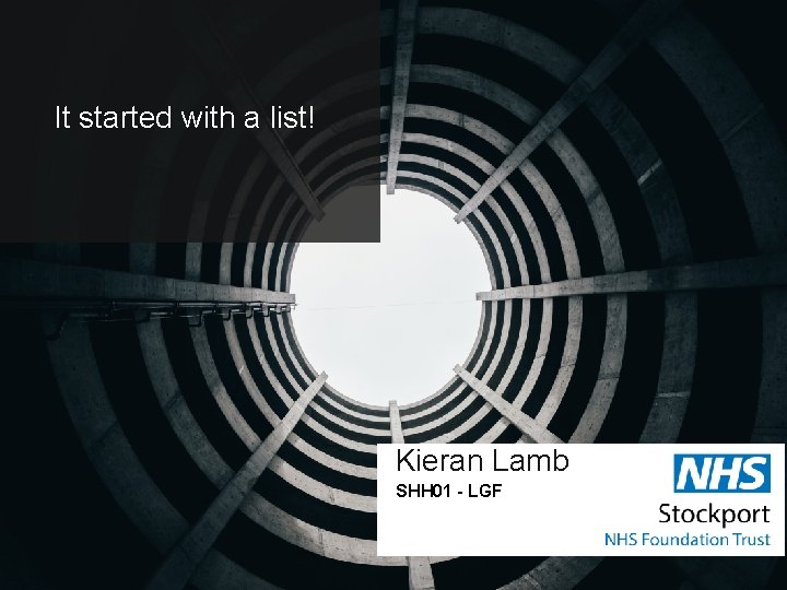 It started with a list! Kieran Lamb SHH 01 - LGF 