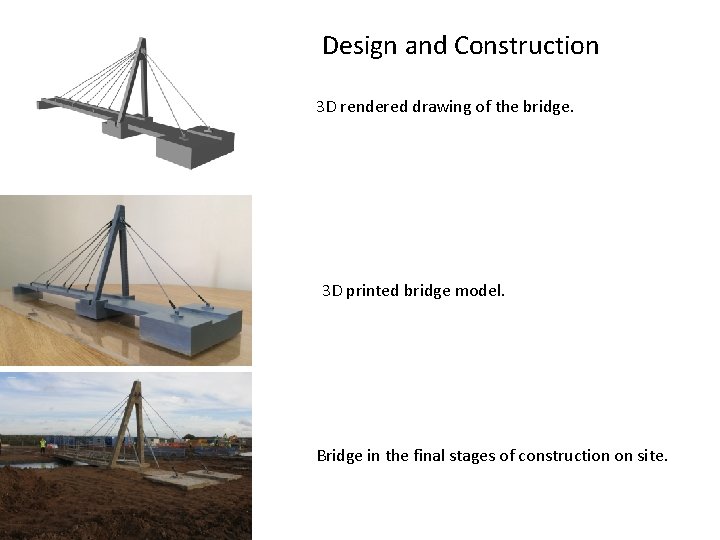 Design and Construction 3 D rendered drawing of the bridge. 3 D printed bridge
