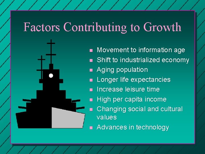 Factors Contributing to Growth n n n n Movement to information age Shift to