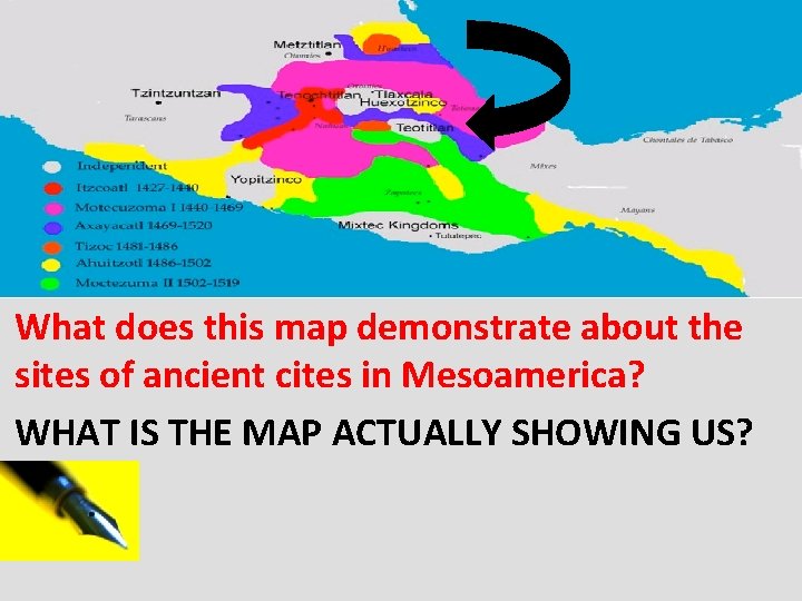  What does this map demonstrate about the sites of ancient cites in Mesoamerica?