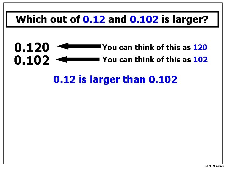 Which out of 0. 12 and 0. 102 is larger? 0. 120 0. 102
