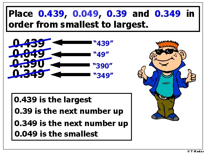 Place 0. 439, 0. 049, 0. 39 and 0. 349 in order from smallest