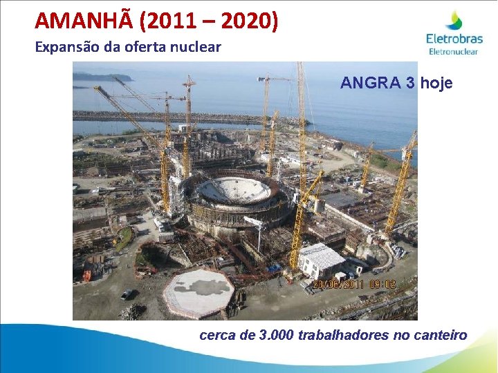 AMANHÃ (2011 – 2020) Expansão da oferta nuclear ANGRA 3 hoje cerca de 3.