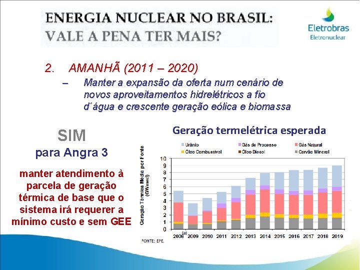 2. AMANHÃ (2011 – 2020) – Manter a expansão da oferta num cenário de