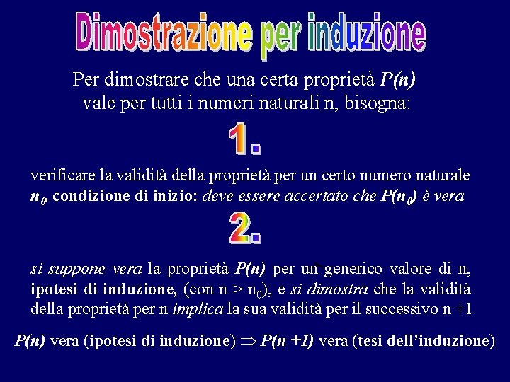 Per dimostrare che una certa proprietà P(n) vale per tutti i numeri naturali n,