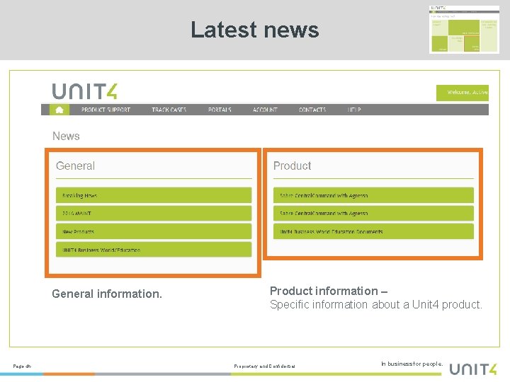 Latest news General information. Page ‹#› Product information – Specific information about a Unit