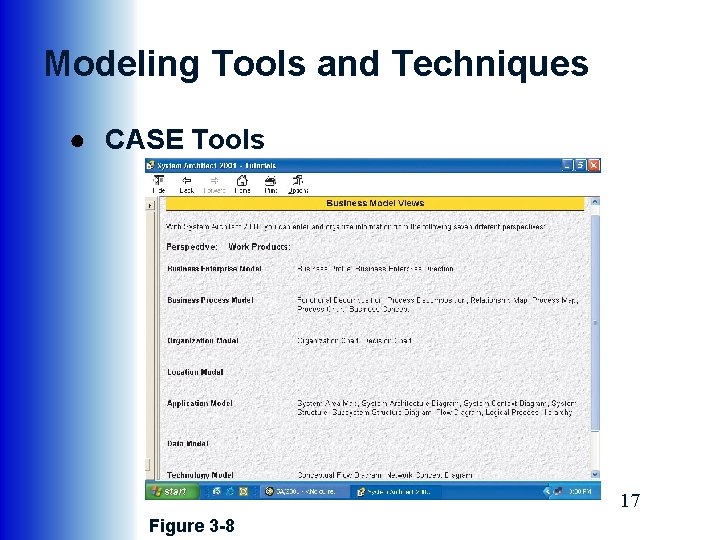 Modeling Tools and Techniques ● CASE Tools 17 Figure 3 -8 