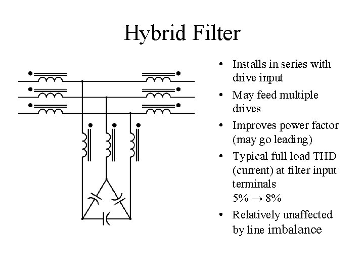 Hybrid Filter • Installs in series with drive input • May feed multiple drives