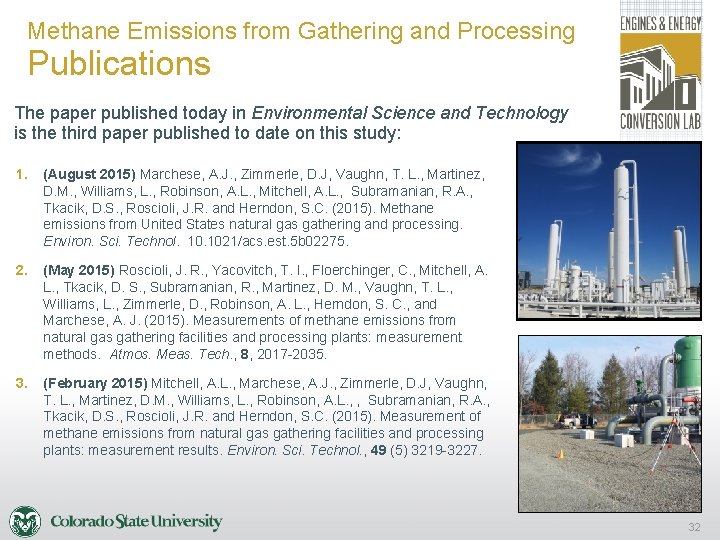 Methane Emissions from Gathering and Processing Publications The paper published today in Environmental Science