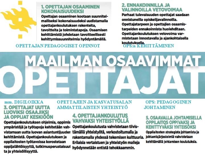 OPETTAJAN PEDAGOGISET OPINNOT mm. DIGILOIKKA OPS: n KEHITTÄMINEN OPETTAJIEN JA KASVATUSALAN AMMATTILAISTEN YHTEISTYÖ OPS: