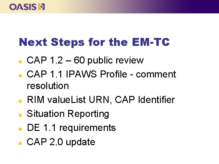 Next Steps for the EM-TC n n n CAP 1. 2 – 60 public