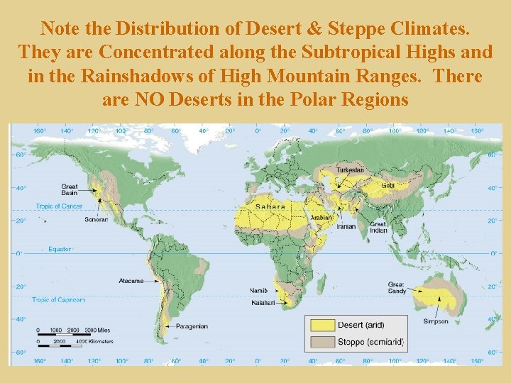 Note the Distribution of Desert & Steppe Climates. They are Concentrated along the Subtropical