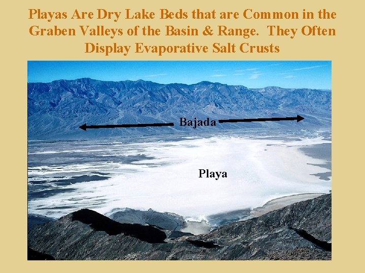 Playas Are Dry Lake Beds that are Common in the Graben Valleys of the