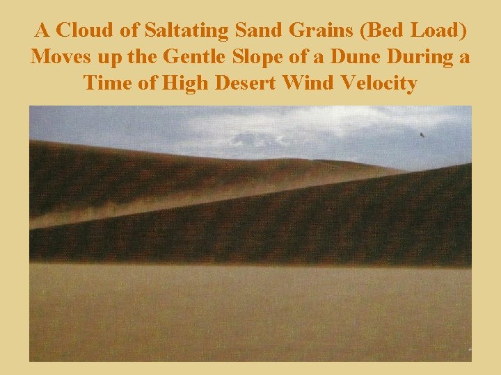 A Cloud of Saltating Sand Grains (Bed Load) Moves up the Gentle Slope of