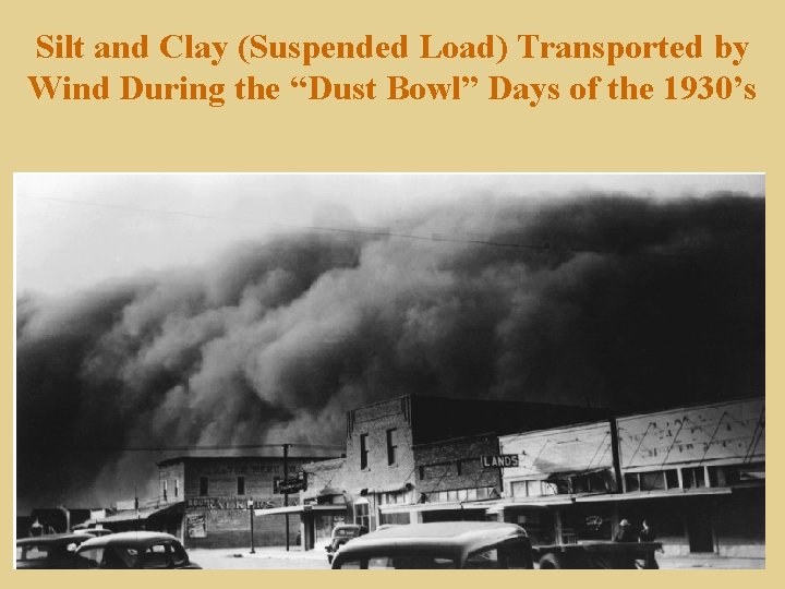 Silt and Clay (Suspended Load) Transported by Wind During the “Dust Bowl” Days of