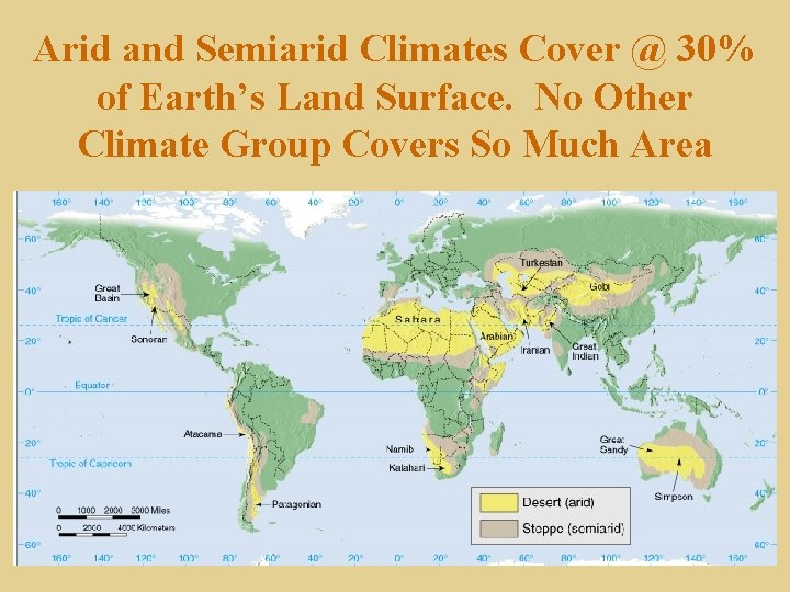 Arid and Semiarid Climates Cover @ 30% of Earth’s Land Surface. No Other Climate