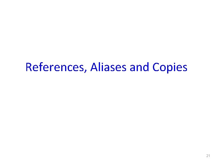 References, Aliases and Copies 21 