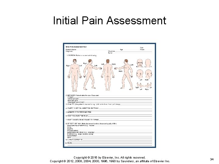 Initial Pain Assessment Copyright © 2016 by Elsevier, Inc. All rights reserved. Copyright ©