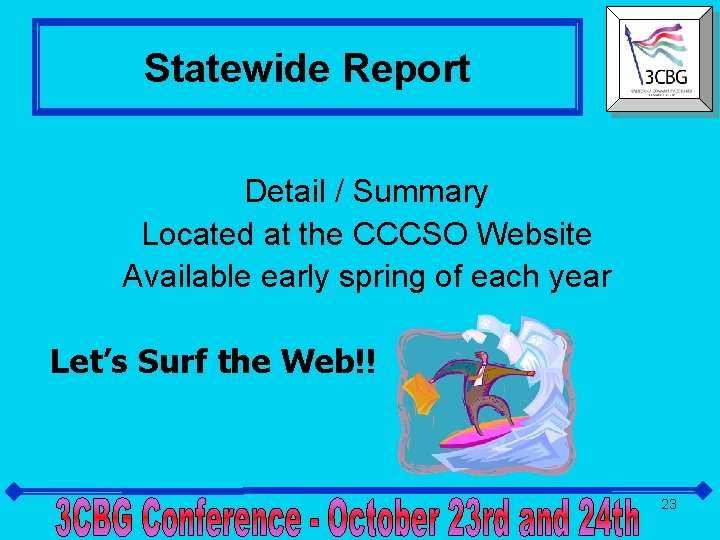 Statewide Report Detail / Summary Located at the CCCSO Website Available early spring of