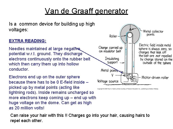 Van de Graaff generator Is a common device for building up high voltages: EXTRA