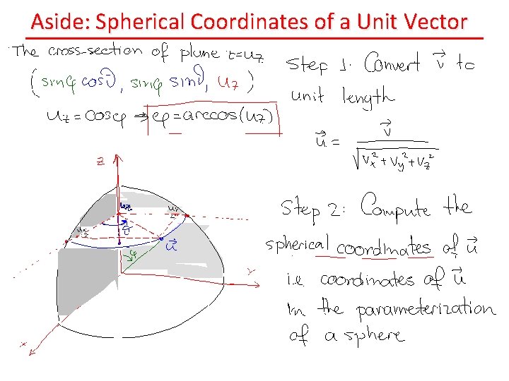 Aside: Spherical Coordinates of a Unit Vector 