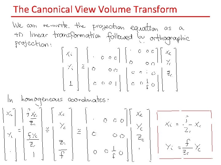 The Canonical View Volume Transform 