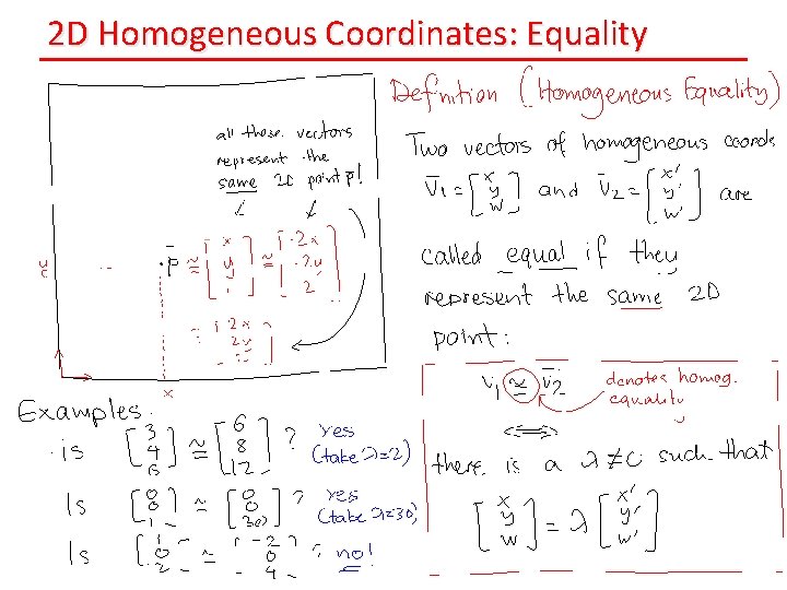2 D Homogeneous Coordinates: Equality 