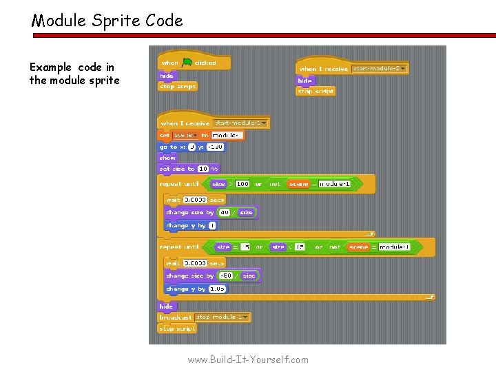 Module Sprite Code Example code in the module sprite www. Build-It-Yourself. com 