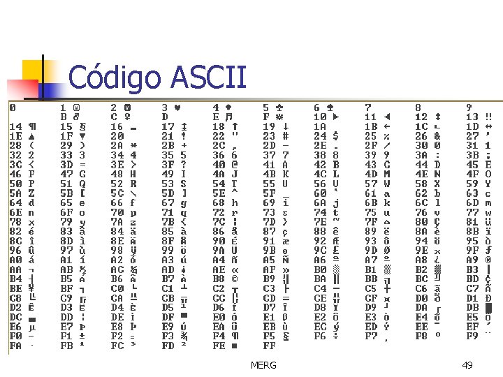 Código ASCII MERG 49 