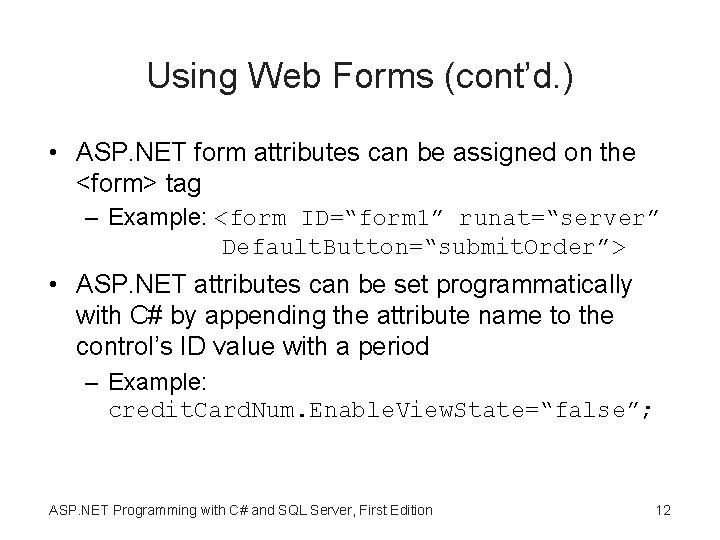 ASP NET Programming with C and SQL Server