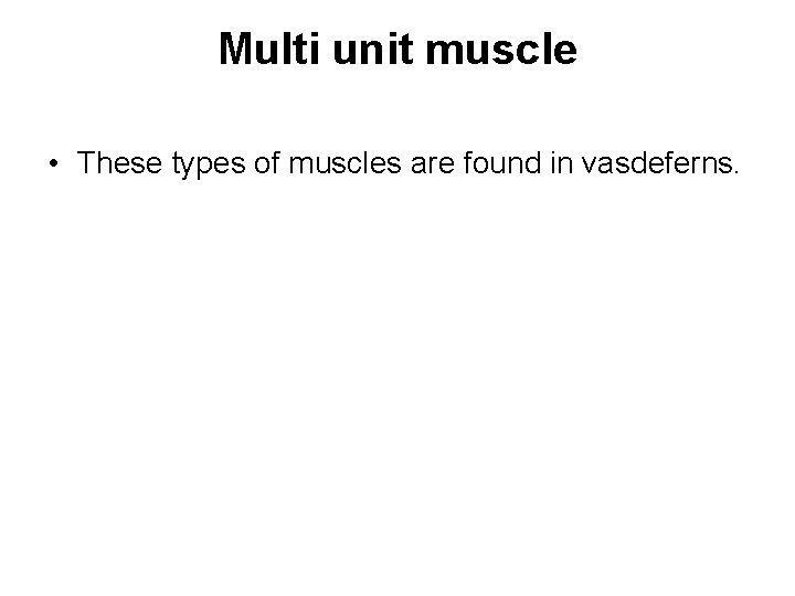 Multi unit muscle • These types of muscles are found in vasdeferns. 