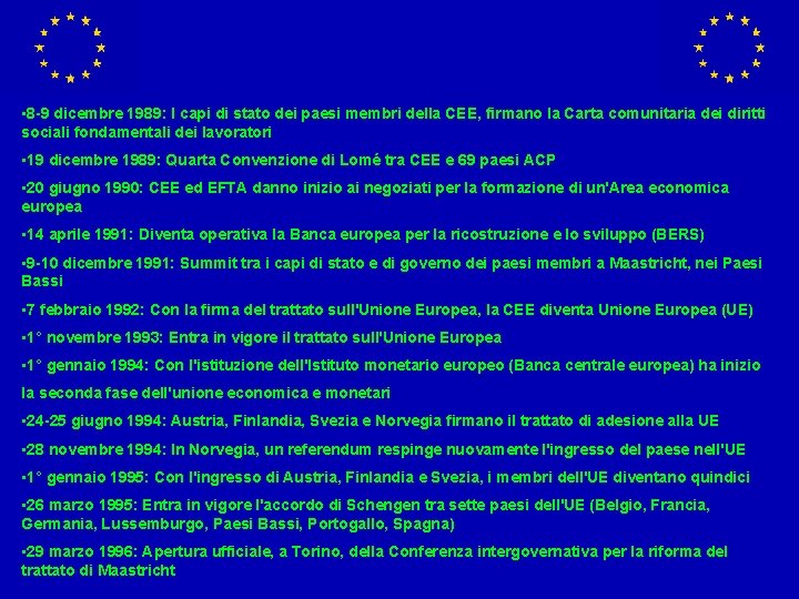  • 8 -9 dicembre 1989: I capi di stato dei paesi membri della