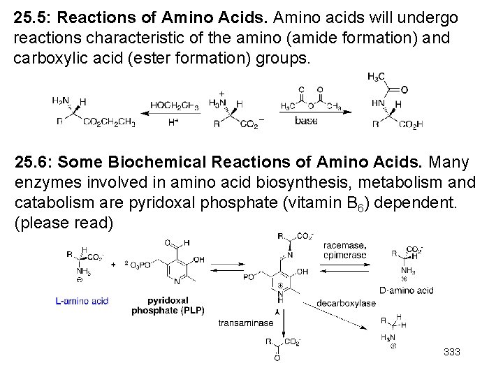 25. 5: Reactions of Amino Acids. Amino acids will undergo reactions characteristic of the 25. 5: Reactions of Amino Acids. Amino acids will undergo reactions characteristic of the