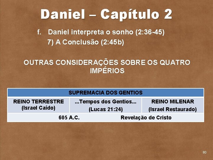Daniel – Capítulo 2 f. Daniel interpreta o sonho (2: 36 45) 7) A