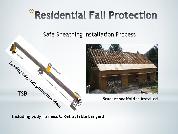 * Safe Sheathing Installation Process Le ad in g Ed ge TSB fa ll * Safe Sheathing Installation Process Le ad in g Ed ge TSB fa ll