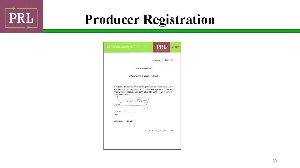 Producer Registration 15 