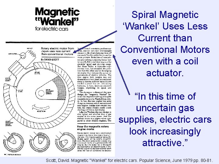 Spiral Magnetic ‘Wankel’ Uses Less Current than Conventional Motors even with a coil actuator.