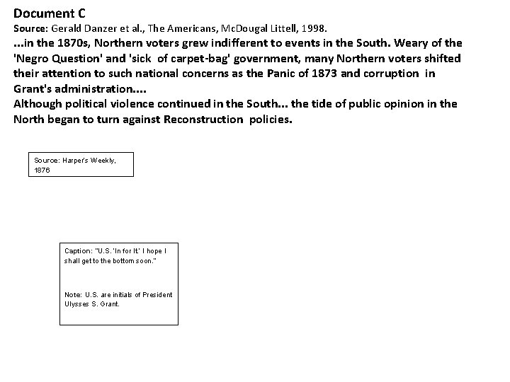 Document C Source: Gerald Danzer et al. , The Americans, Mc. Dougal Littell, 1998.