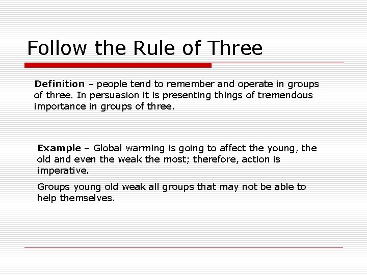 Follow the Rule of Three Definition – people tend to remember and operate in Follow the Rule of Three Definition – people tend to remember and operate in